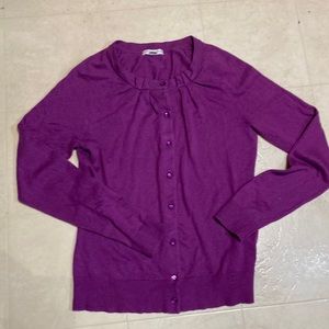 Beautiful Eggplant Womens Jone New York Cardigan w/ rouching Detail at neckline!